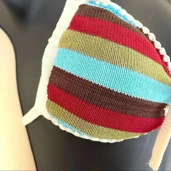 Hotkiss Knitted Striped Spaghetti Strap Tie Accent Bikini Set Size M - Picture 5 of 14